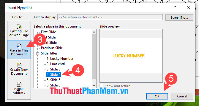 Chọn slide Lucky Number