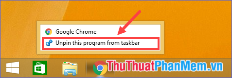Chọn Unpin this program from taskbar