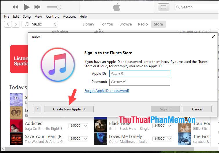 Click vào Create New Apple ID