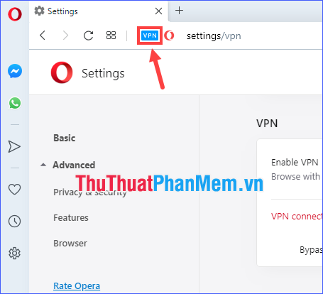 Click vào VPN để chọn vị trí ảo của bạn và xem lại lưu lượng dữ liệu đã sử dụng