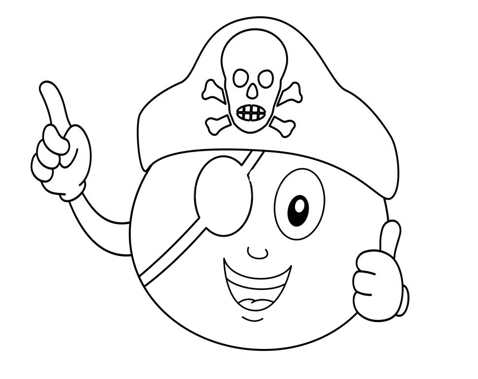 Coloring Pirate Orange With Eye Patch and Hat