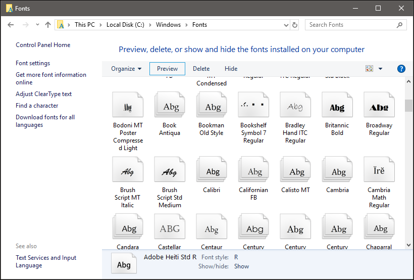 Copy toàn bộ Font chữ bạn muốn cài vào thư mục “C:WindowsFonts”