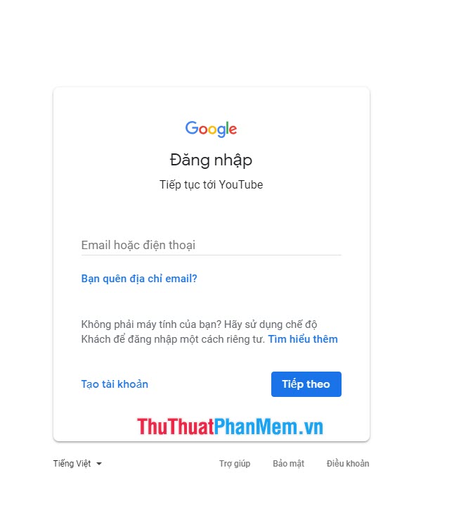 Đăng nhập vào Youtube cũng chính là đăng nhập tài khoản gmail