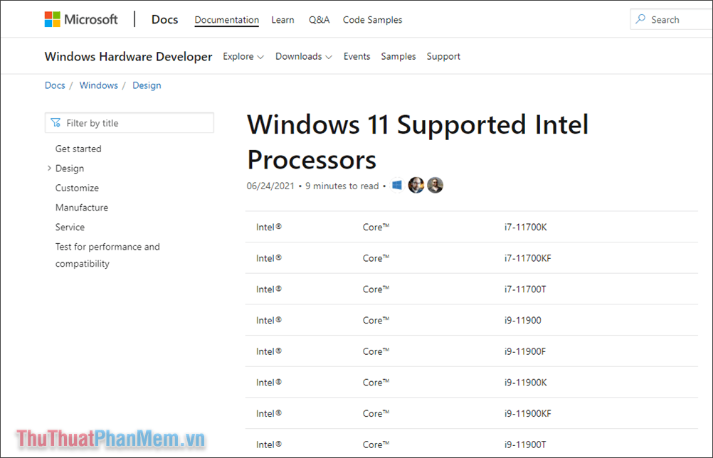 Danh sách CPU Intel hỗ trợ Windows 11