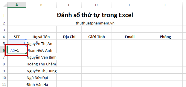 Đánh số thứ tự trong Excel 9