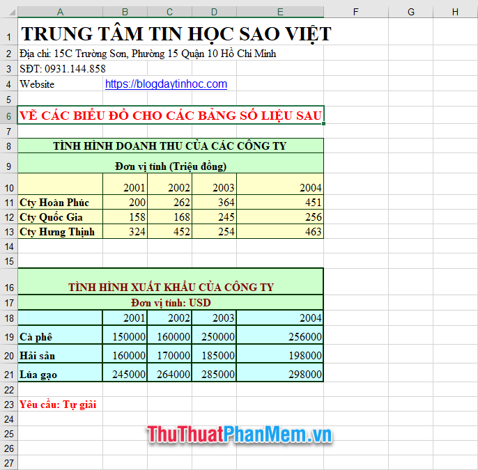 Demo Test tuyển dụng bằng Excel 4
