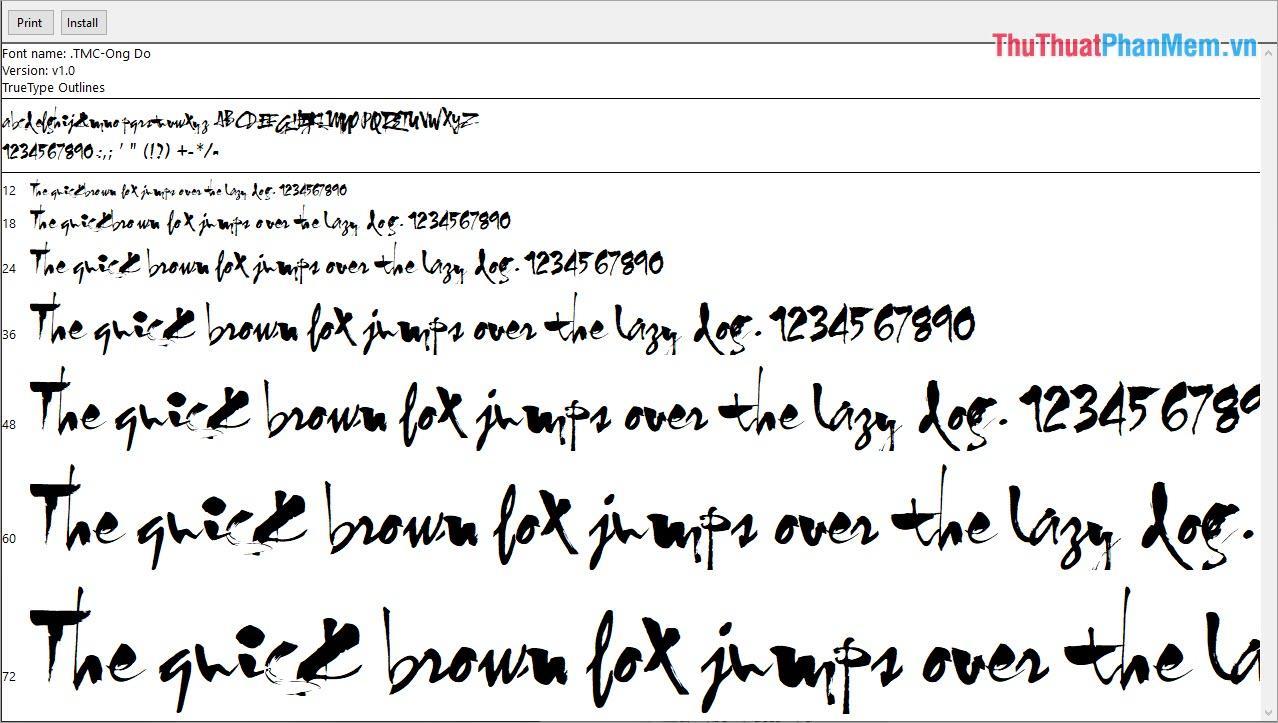 Font Bút Lông Thư Pháp chuẩn Unicode