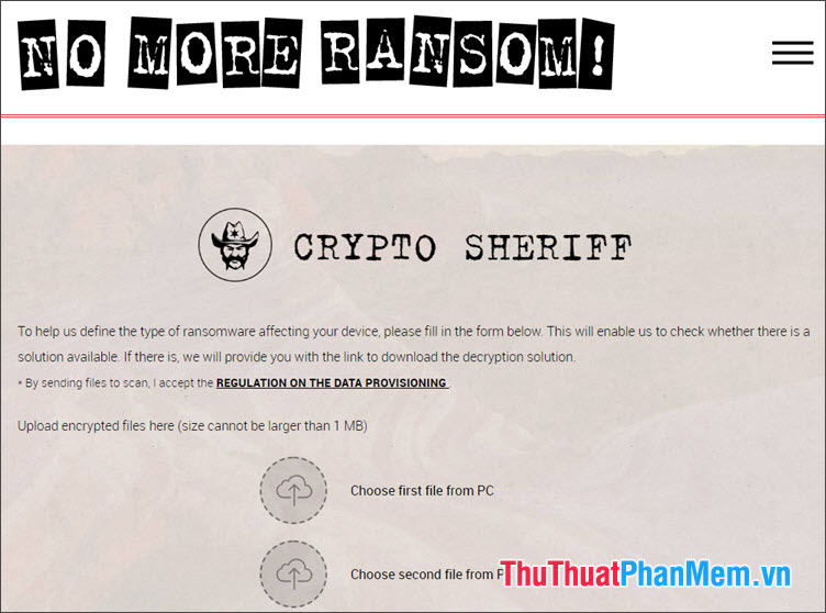 Giải mã file trực tuyến với No More Ransom