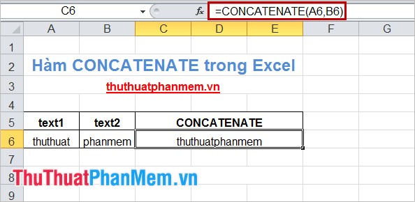 Hàm CONCATENATE trong Excel 2
