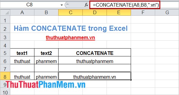 Hàm CONCATENATE trong Excel 3