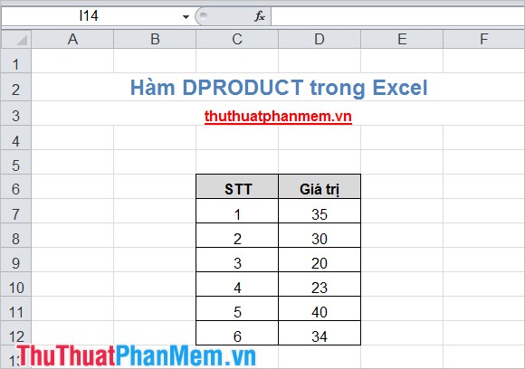 Hàm DPRODUCT trong Excel 2