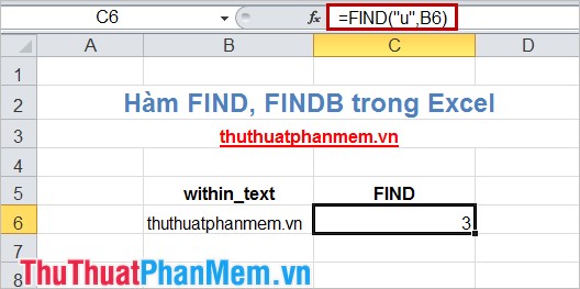 Hàm FIND, FINDB trong Excel 3