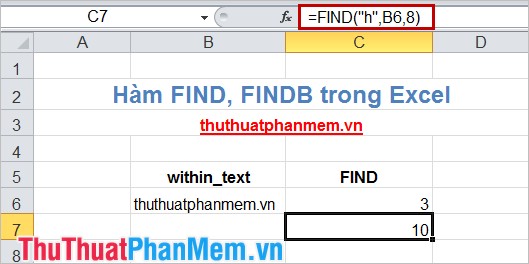 Hàm FIND, FINDB trong Excel 4