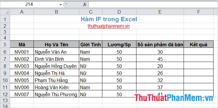 Hàm IF trong Excel 1