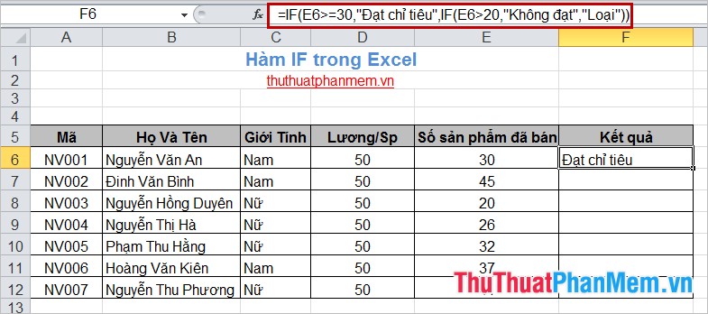 Hàm IF trong Excel 5