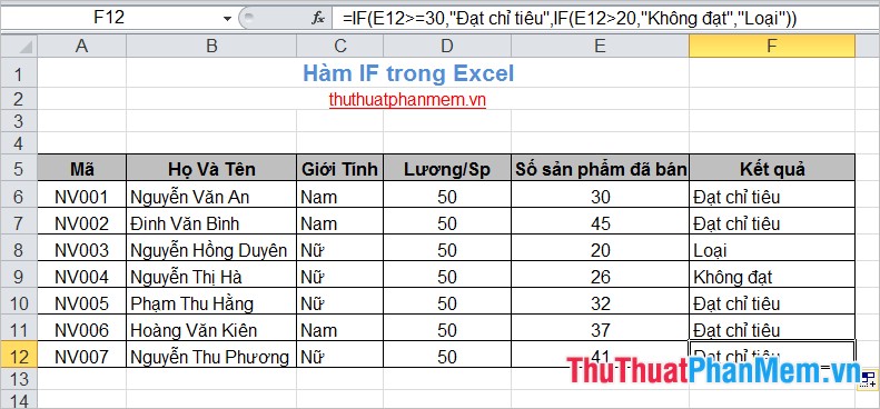 Hàm IF trong Excel 6