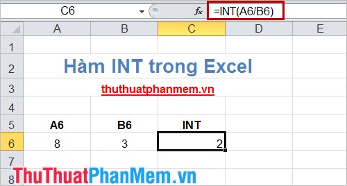 Hàm INT trong Excel 4