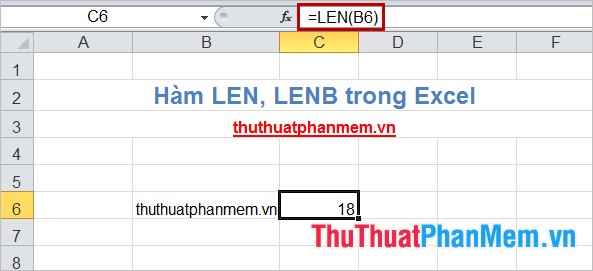 Hàm LEN, LENB trong Excel 3