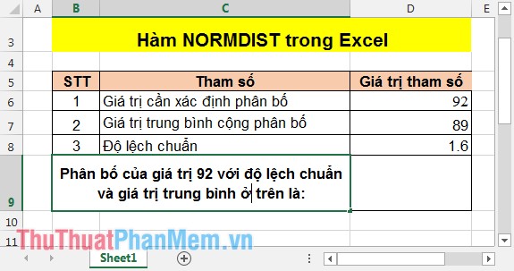 Hàm NORMDIST trong Excel
