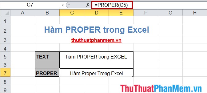 Hàm PROPER trong Excel 3