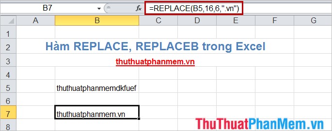Hàm REPLACE, REPLACEB trong Excel 2