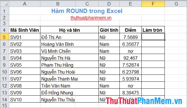 Hàm ROUND trong Excel 1