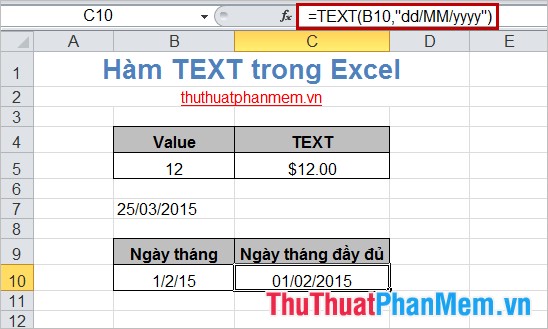 Hàm TEXT trong Excel 4