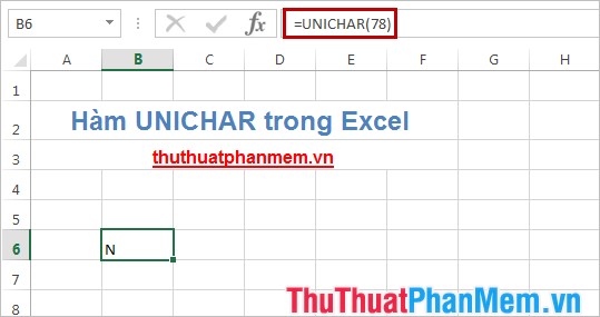 Hàm UNICHAR, UNICODE trong Excel 2