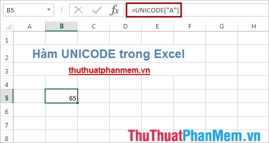 Hàm UNICHAR, UNICODE trong Excel 3