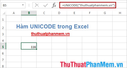 Hàm UNICHAR, UNICODE trong Excel 4