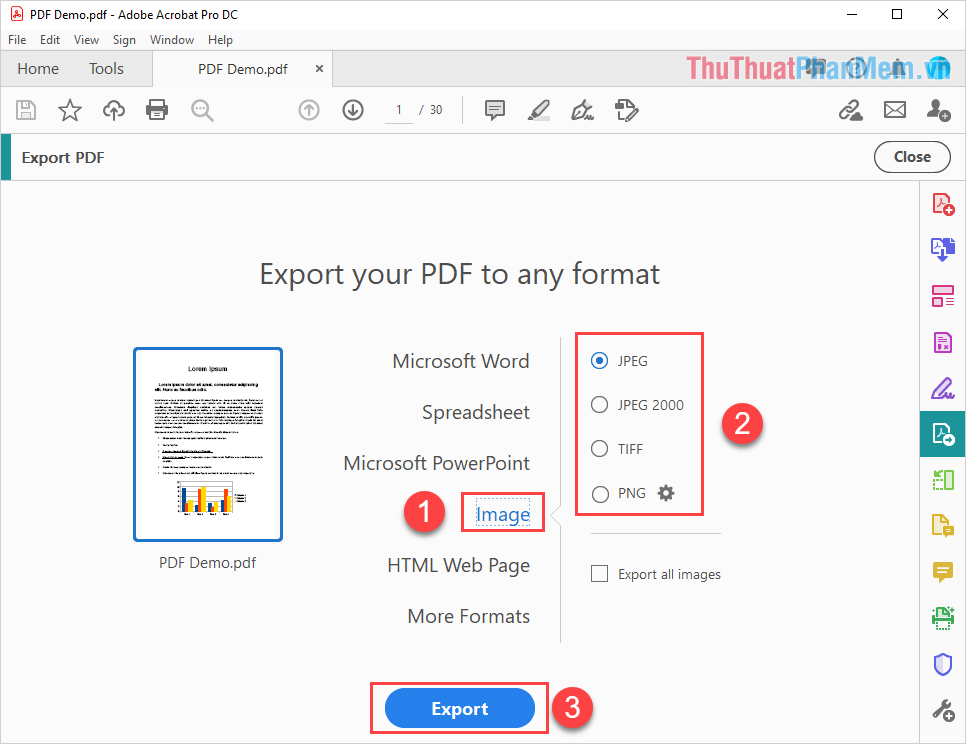 Hệ thống sẽ tự động xuất file PDF thành JPG với chất lượng cao