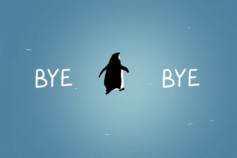Hình động chim cánh cụt lạch bạch chào tạm biệt