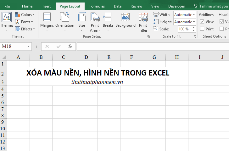 Hình nền sẽ được xóa khỏi Excel ngay lập tức