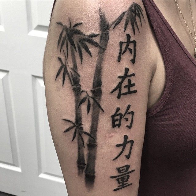 Hình Tattoo cây trúc trên bắp tay