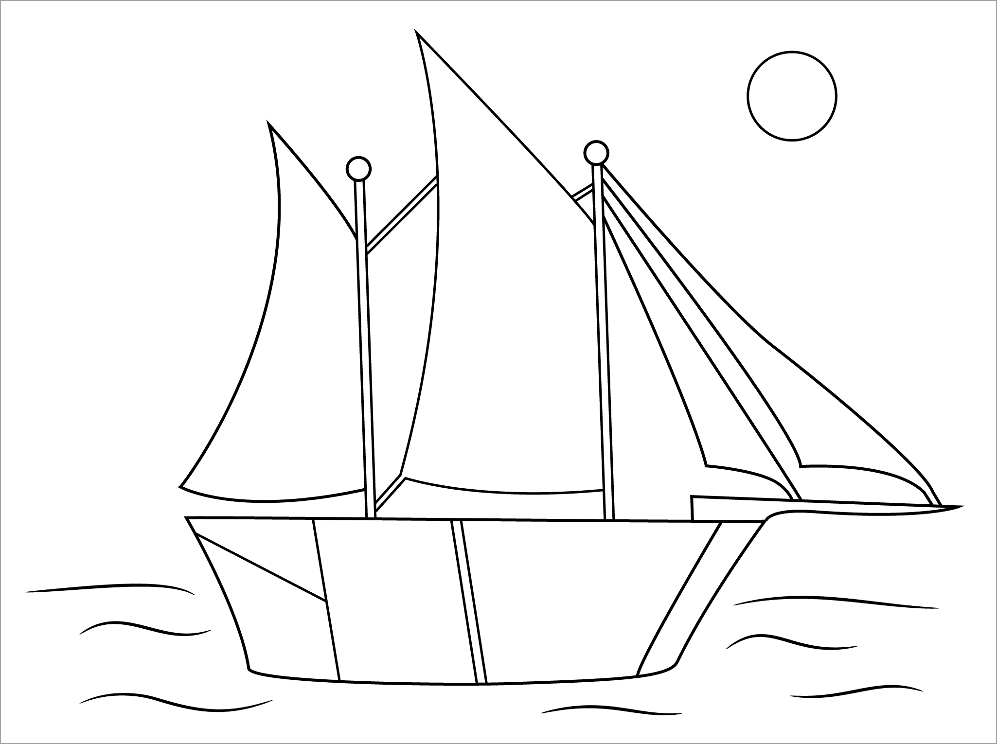 Hình tô màu thuyền buồm cho bé