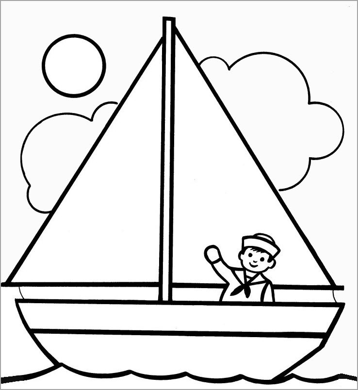 Hình tô màu thuyền buồm