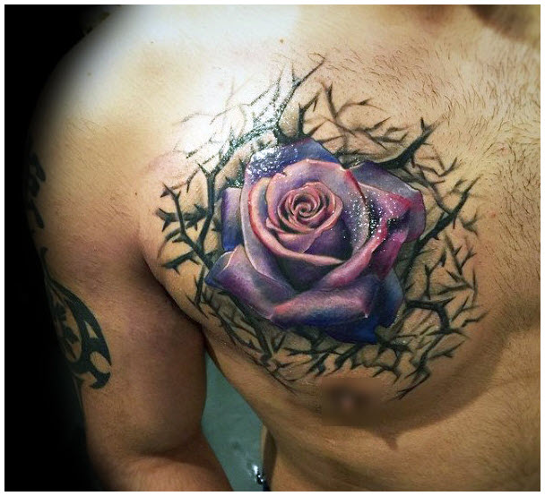 Hình xăm hoa hồng trên ngực