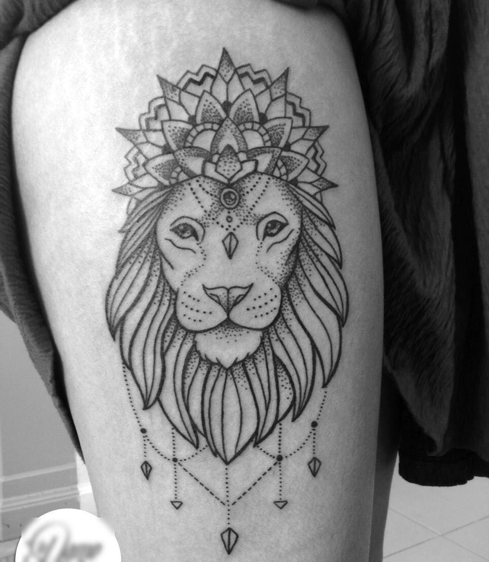 Hình xăm sư tử ở cánh tay