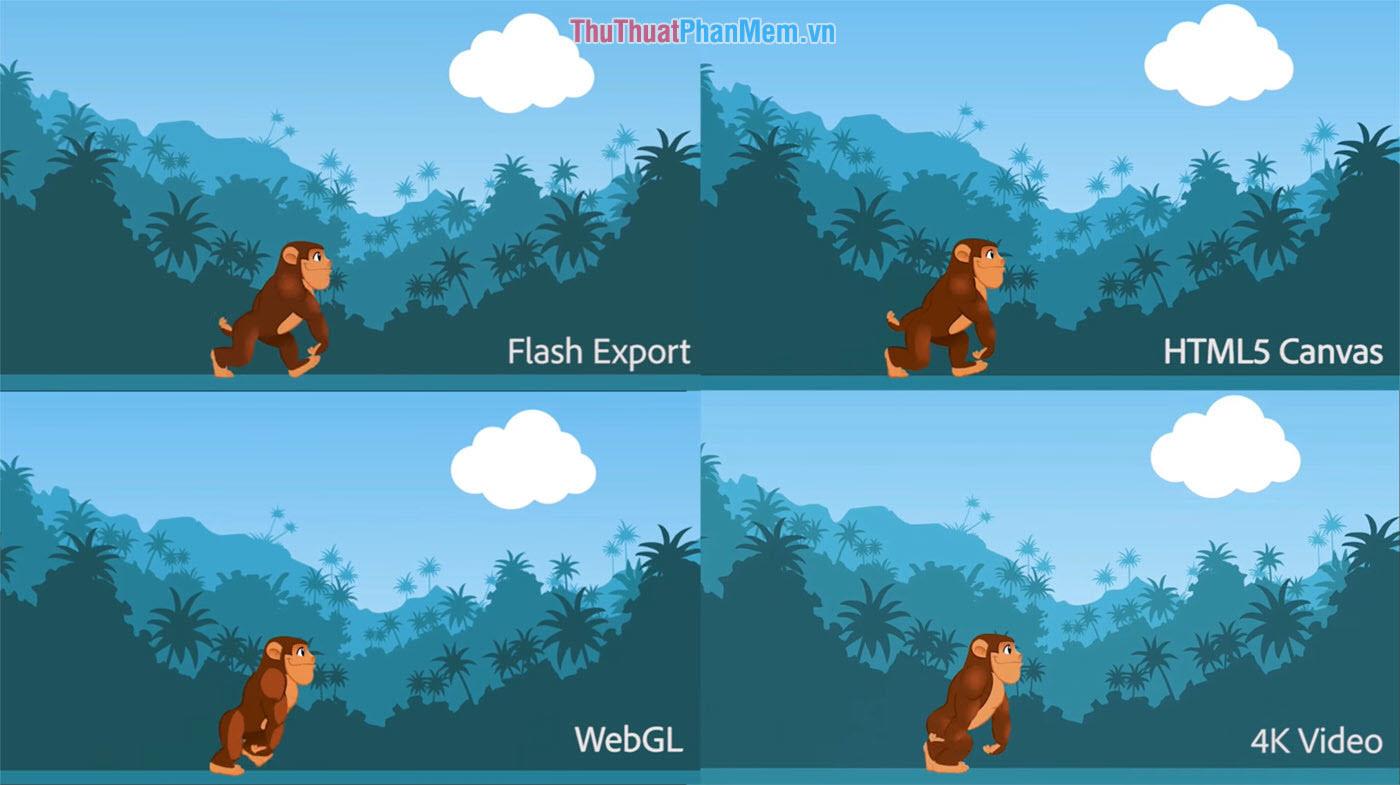 Hỗ trợ lưu trữ dưới nhiều định dạng khác nhau HTML5, WebGL, Vector