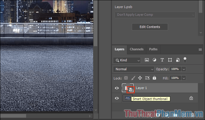 Hoàn tất việc bật Smart Objects cho Layer trong Photoshop