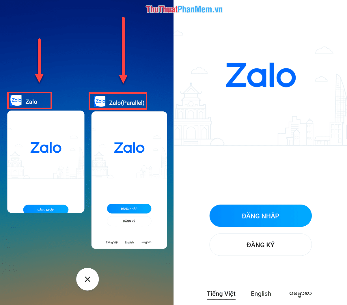 Kết quả là chúng ta có hai ứng dụng Zalo trên điện thoại sử dụng hai tài khoản khác nhau