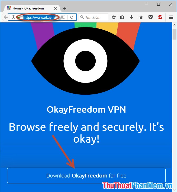 Kích chọn Download OKayFreedom VPN for free để tải phần mềm về máy