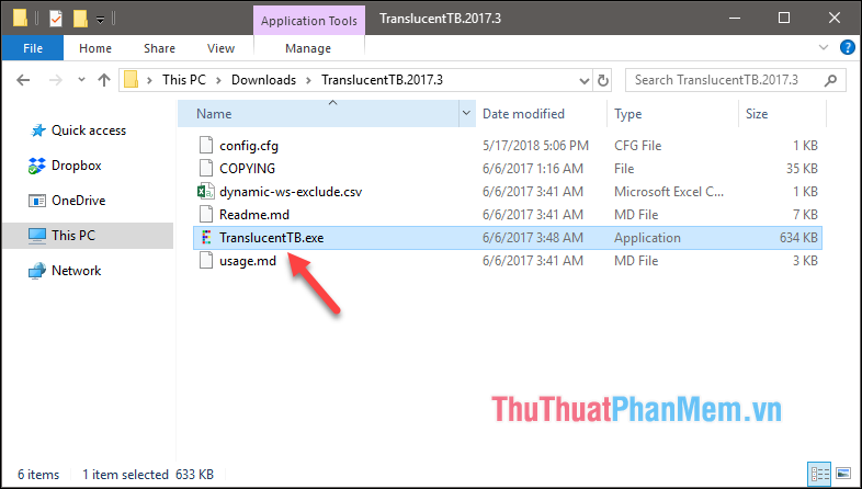 Kích đúp vào file TranslucentTB.exe để chạy ứng dụng
