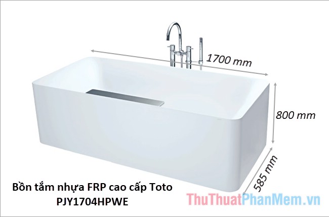 Kích thước bồn tắm nằm của thương hiệu Toto