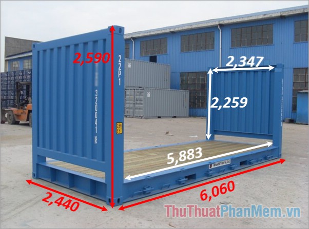 Kích thước container 20 feet Flat Rack