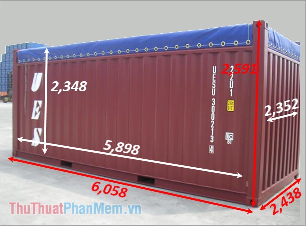 Kích thước Container 20 feet Open Top (OT)