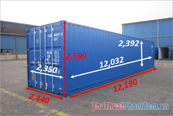 Kích thước container 40 feet khô