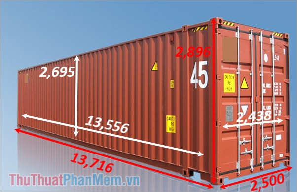 Kích thước container 45 feet