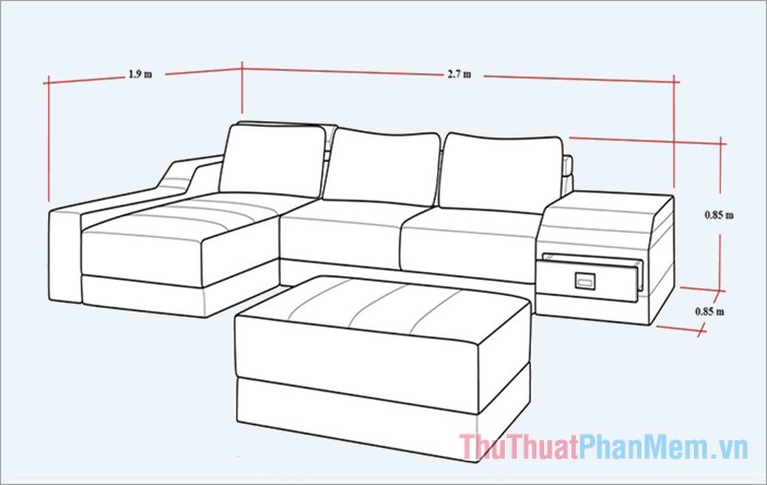 Kích thước ghế sofa góc chữ L