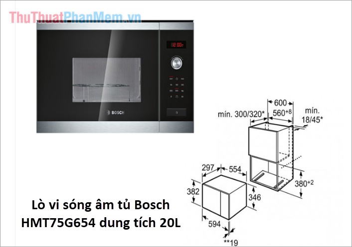 Kích thước lò vi sóng thông dụng của Bosch